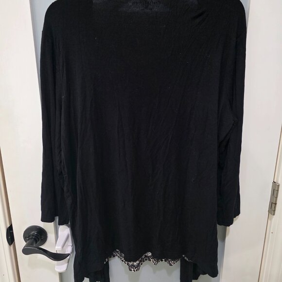 Croft & Barrow Womens XL 2-in-1 Layered Blouse Cardigan Black White Print Top - Picture 9 of 9